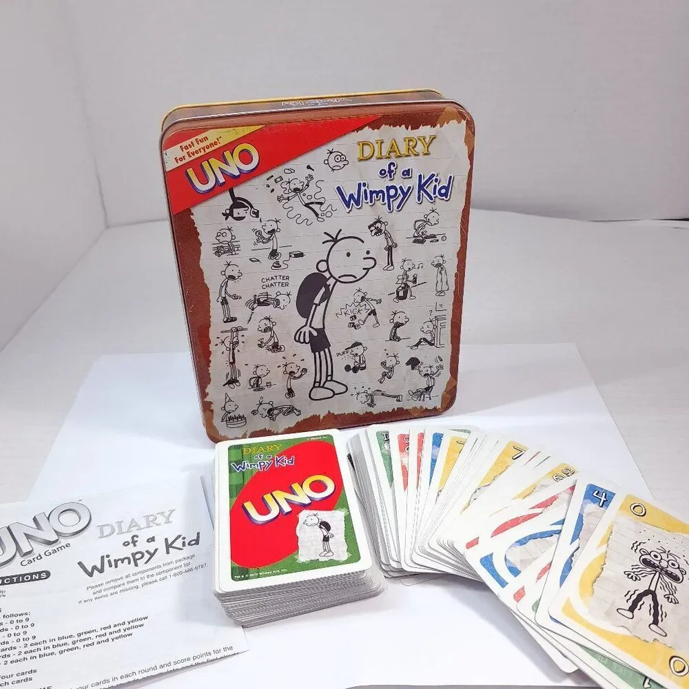UNO Card Game‎ DIARY of a WIMPY KID in COLLECTIBLE metal TIN COMPLETE 2010 kids